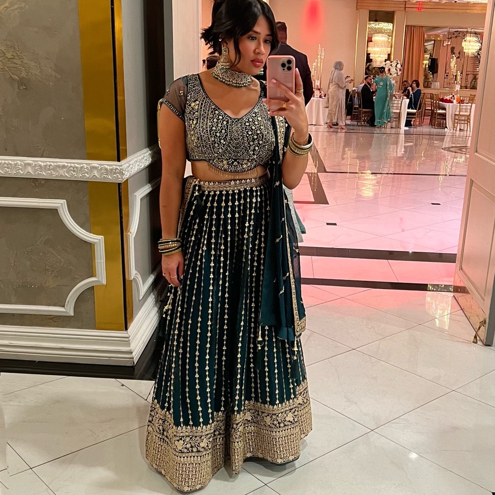 Lehenga Green/Dark Teal Green Wedding Bridal • Indian